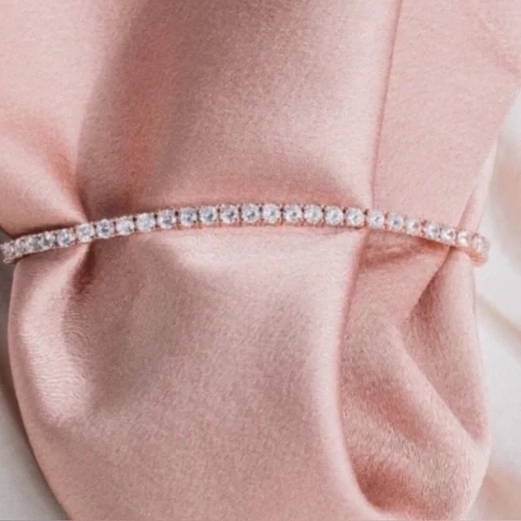 14K Gold Plated 3mm CZ Classic Dainty Tennis Bracelet 7 inch Brand new! - Picture 5 of 6